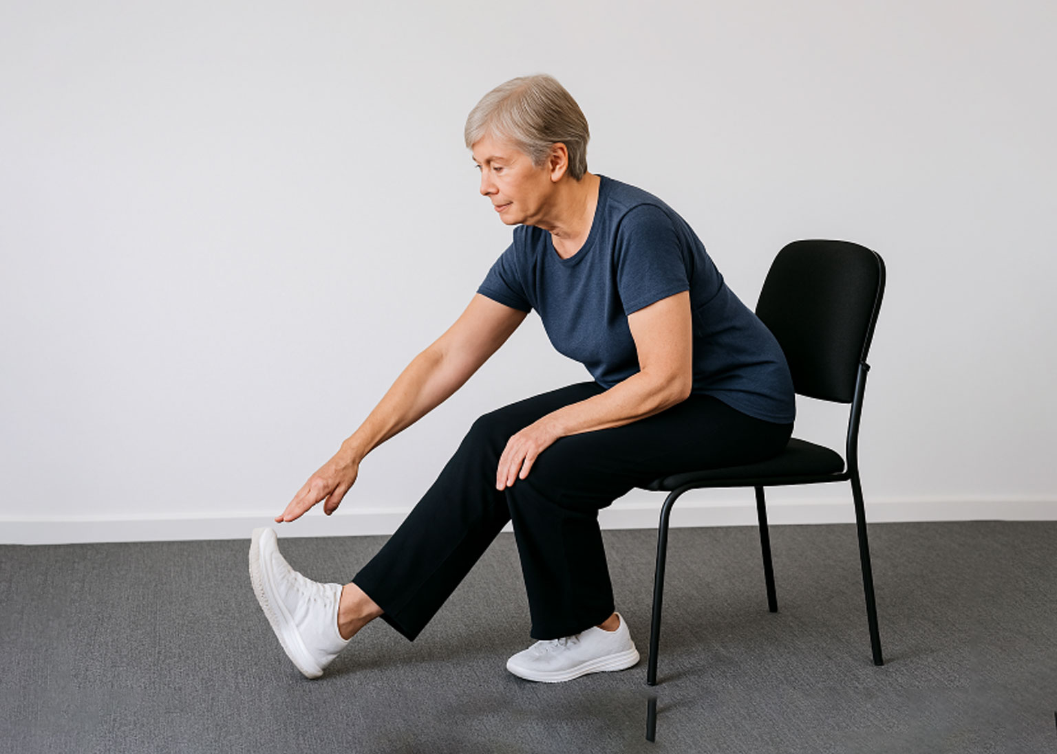 کشش عضلات همسترینگ نشسته بر روی صندلی 